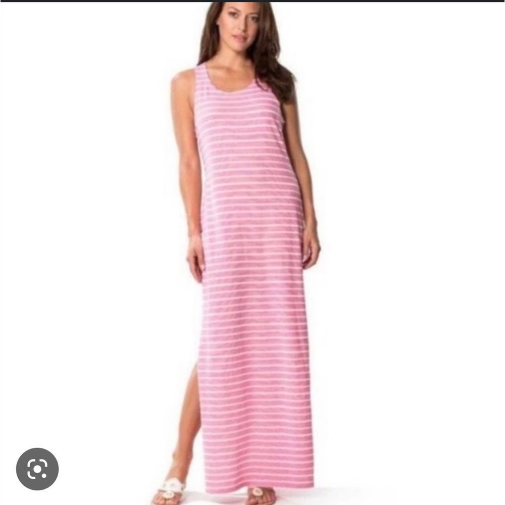 Sail To Sable STS Jetting To Jetties Pink Stripe Sleeveless Maxi Dress Medium